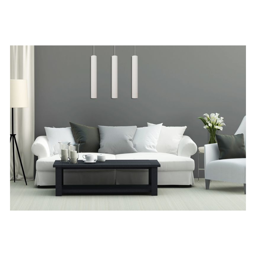 LED Lustra ar auklu TUBA 3xGU10/4,8W/230V balta