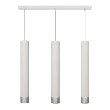 LED Lustra ar auklu TUBA 3xGU10/4,8W/230V balta/spīdīgs hroms