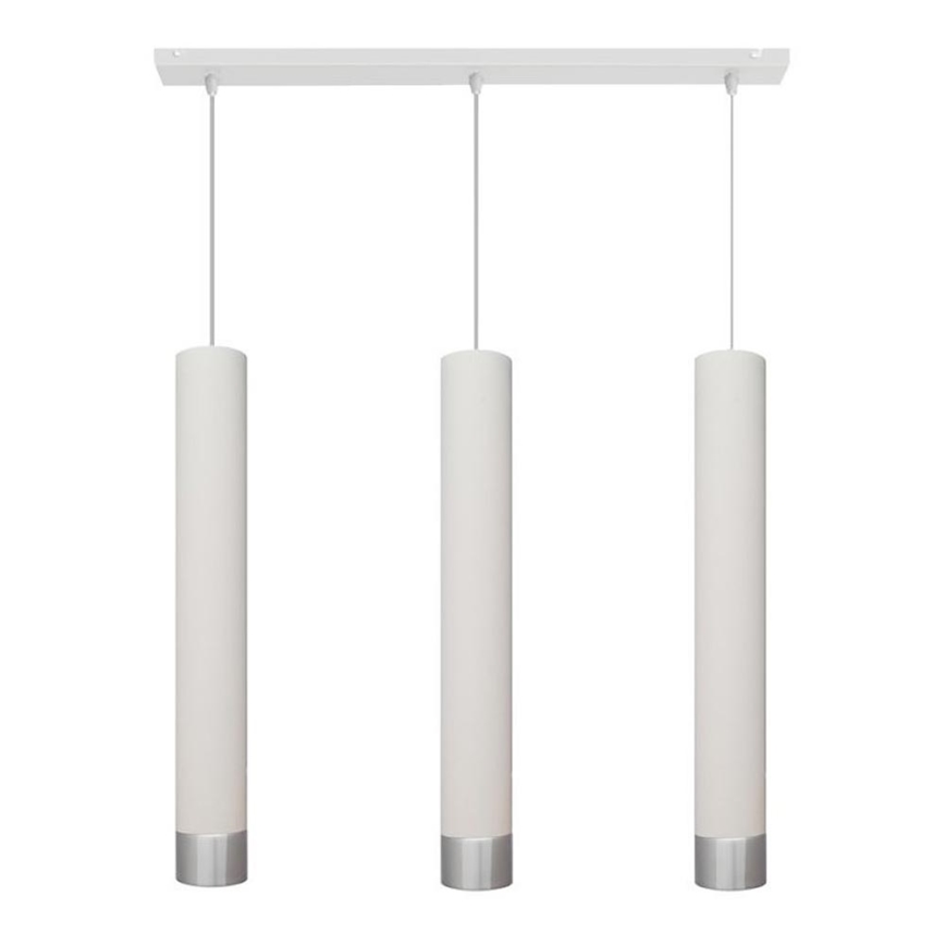 LED Lustra ar auklu TUBA 3xGU10/4,8W/230V balta/spīdīgs hroms