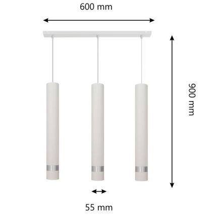 LED Lustra ar auklu TUBA 3xGU10/4,8W/230V balta/spīdīgs hroms