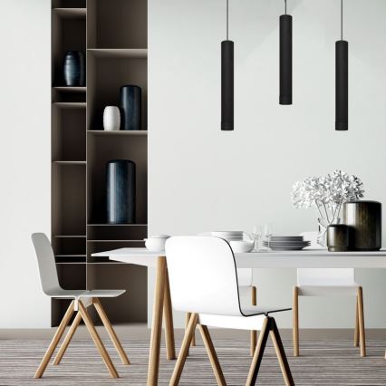 LED Lustra ar auklu TUBA 3xGU10/4,8W/230V melna