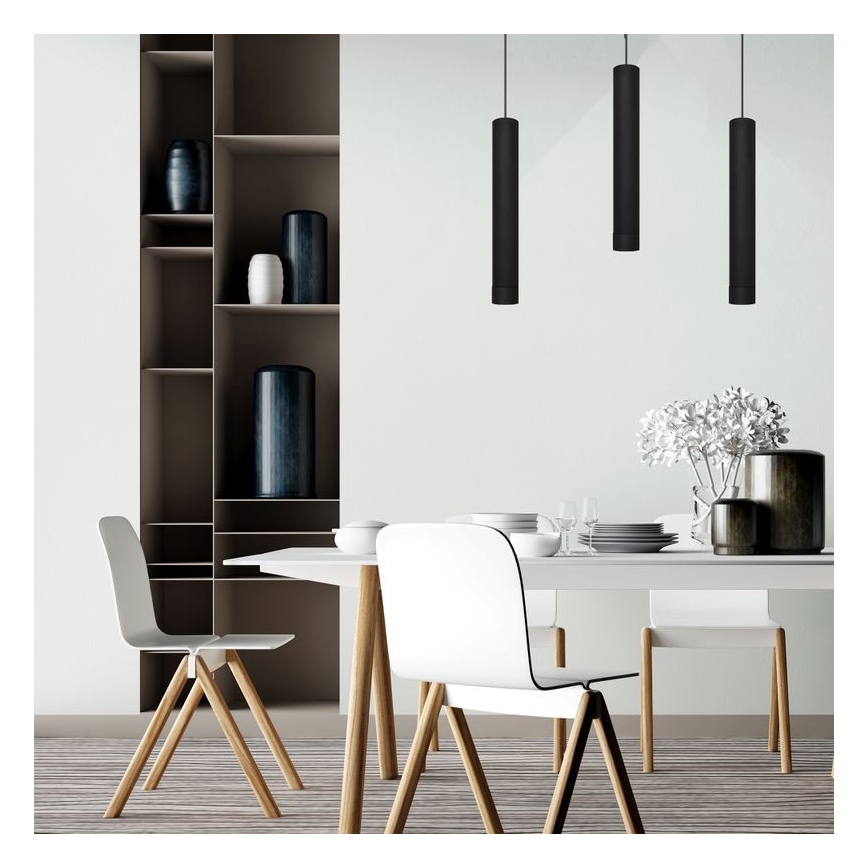 LED Lustra ar auklu TUBA 3xGU10/4,8W/230V melna