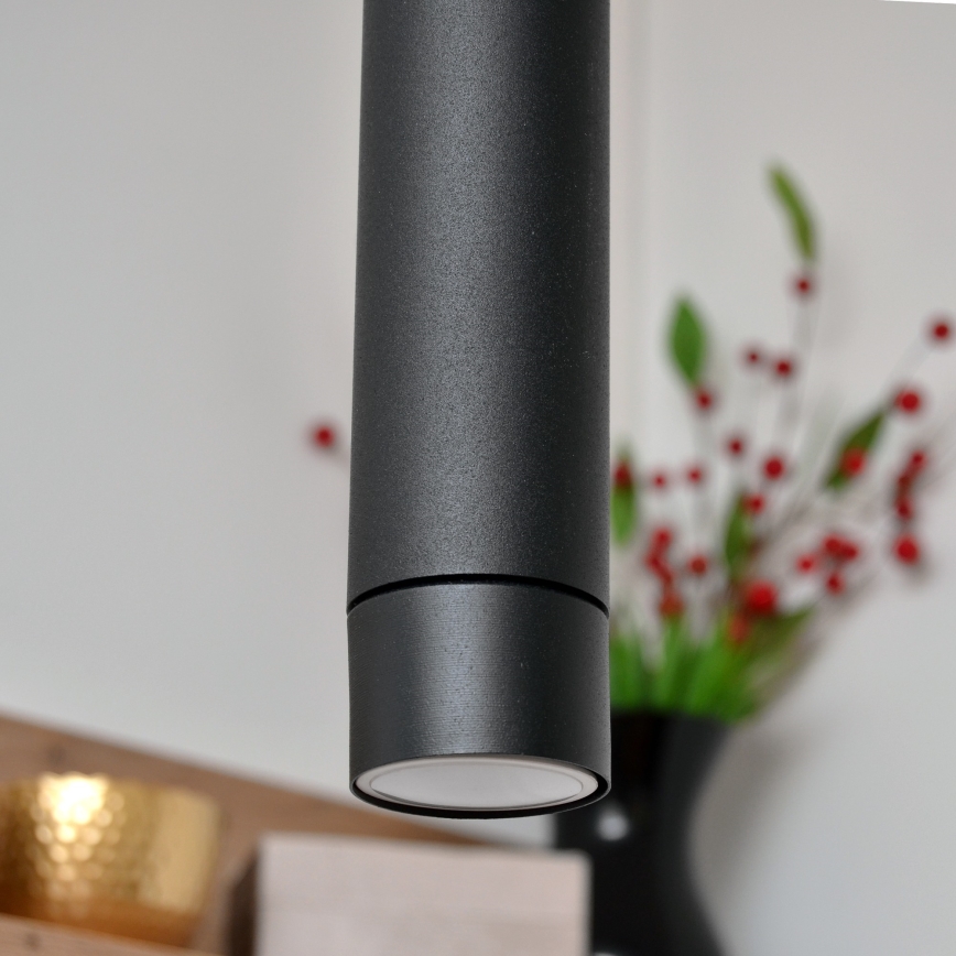 LED Lustra ar auklu TUBA 3xGU10/4,8W/230V melna