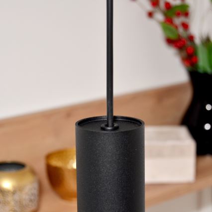 LED Lustra ar auklu TUBA 3xGU10/4,8W/230V melna