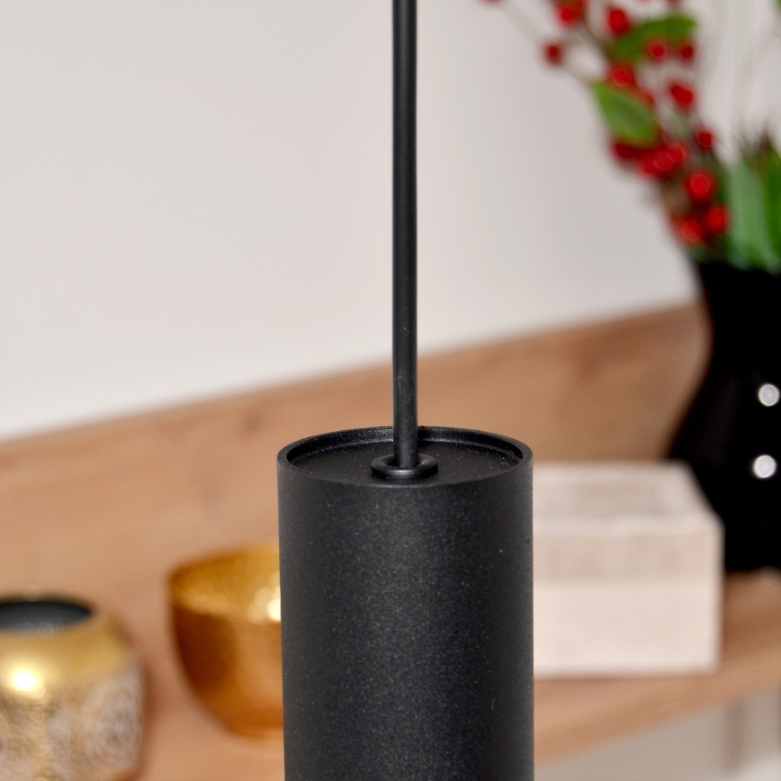 LED Lustra ar auklu TUBA 3xGU10/4,8W/230V melna