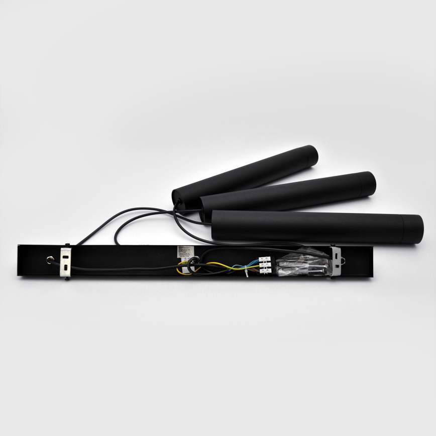 LED Lustra ar auklu TUBA 3xGU10/4,8W/230V melna