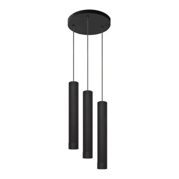 LED Lustra ar auklu TUBA 3xGU10/4,8W/230V melna