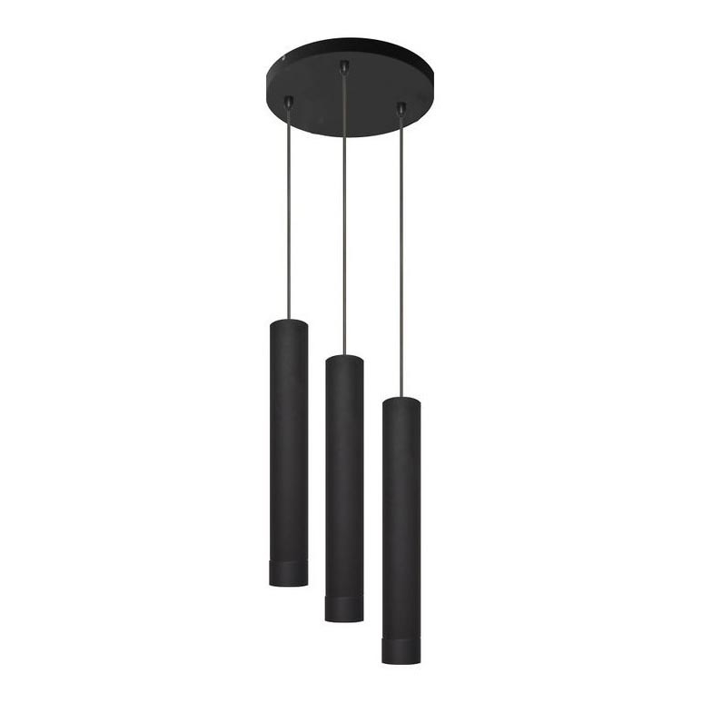 LED Lustra ar auklu TUBA 3xGU10/4,8W/230V melna