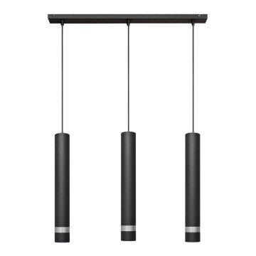 LED Lustra ar auklu TUBA 3xGU10/4,8W/230V melna/spīdīgi hromēts