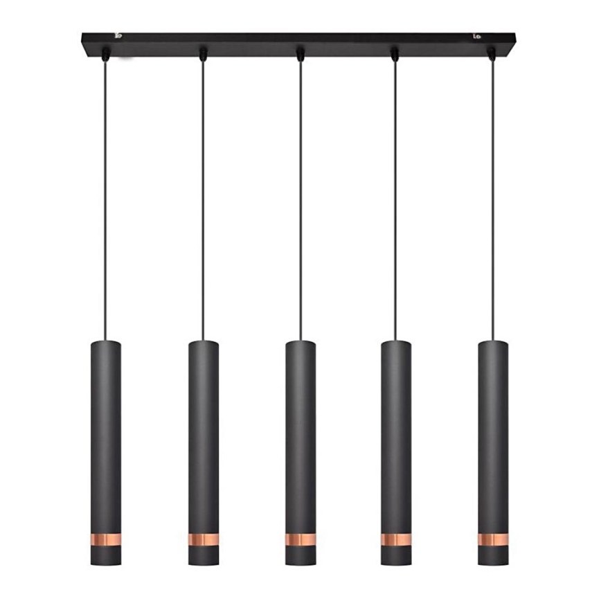 LED Lustra ar auklu TUBA 5xGU10/6,5W/230V melna/vara