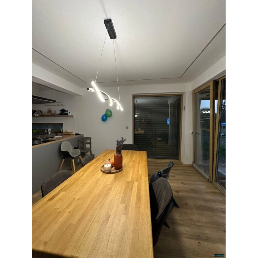 LED Lustra ar auklu TWIST LED/37W/230V 4000K 120 cm melna