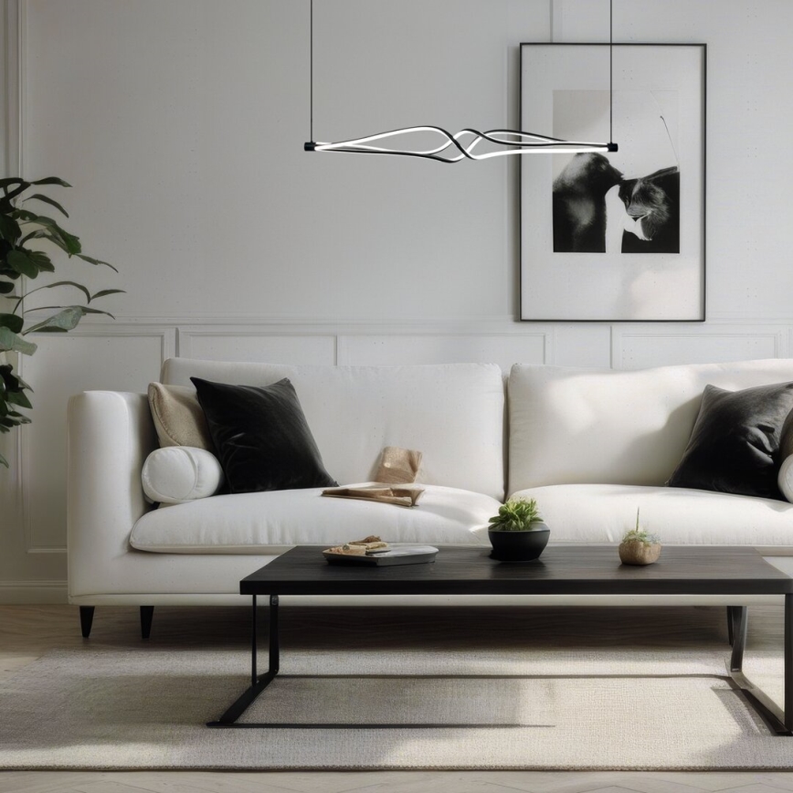 LED Lustra ar auklu TWISTER LED/56W/230V melna