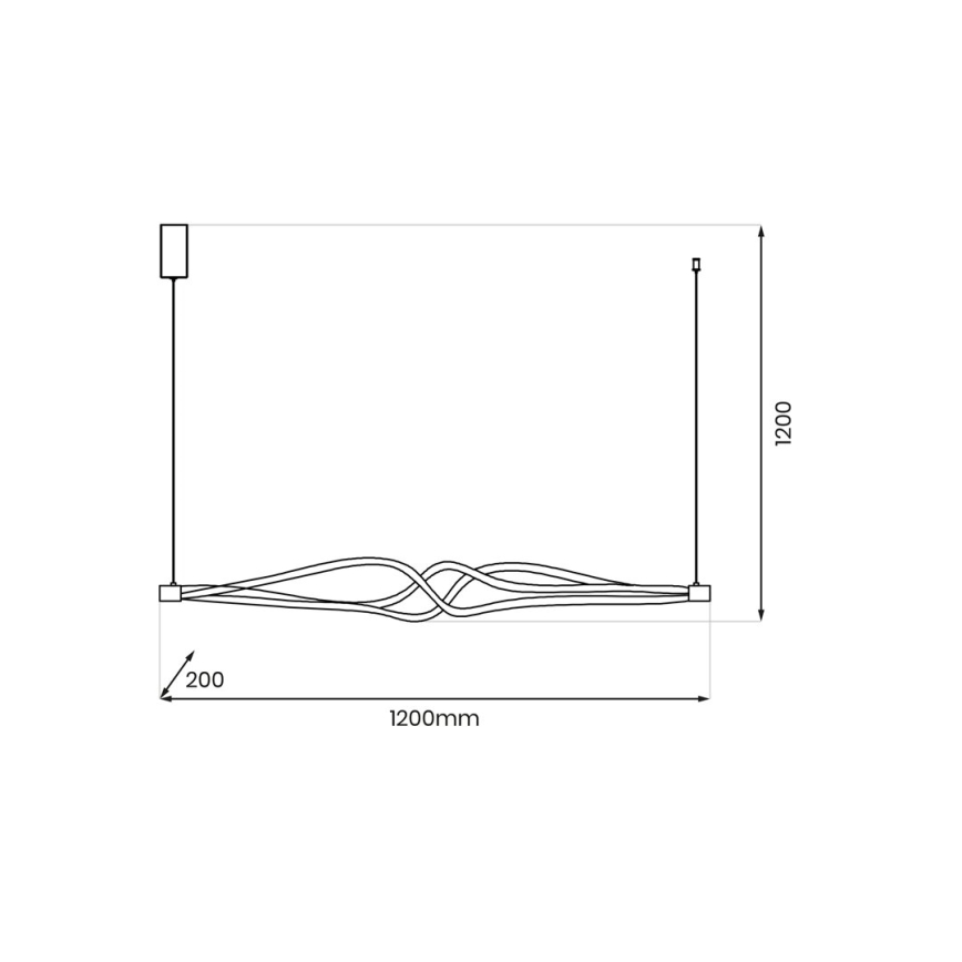 LED Lustra ar auklu TWISTER LED/56W/230V melna