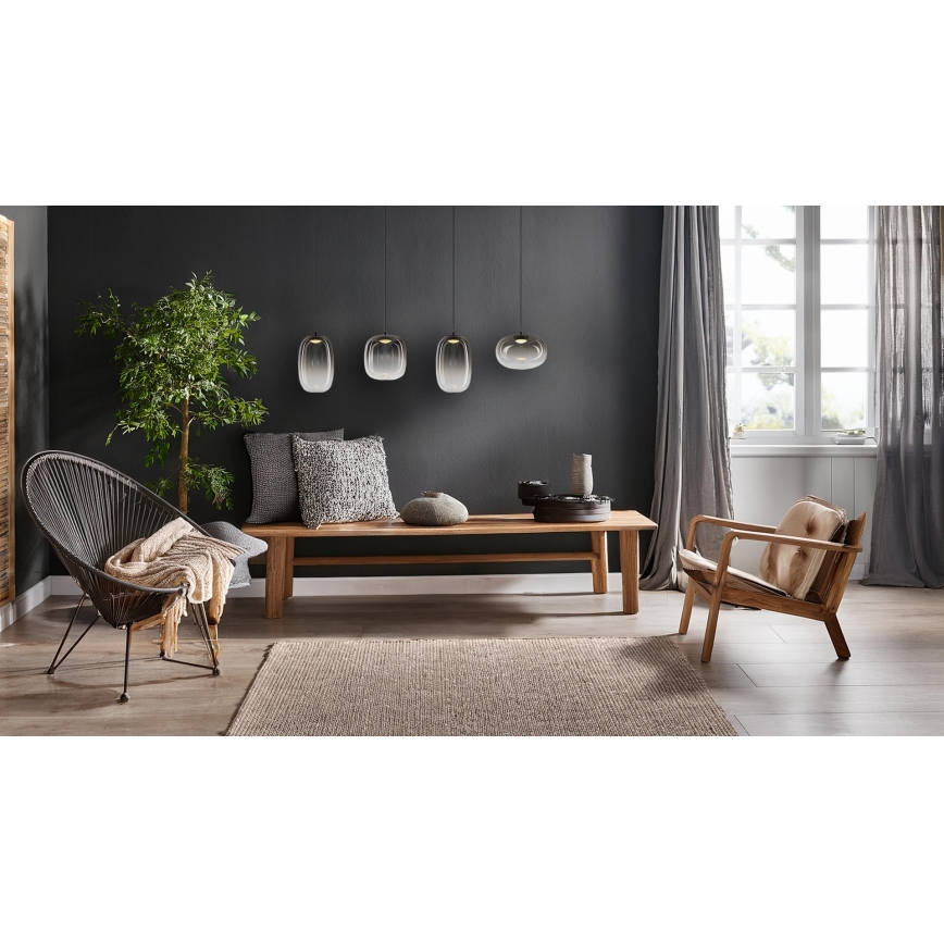 LED Lustra ar auklu VASO LED/15W/230V melna/dūmakains