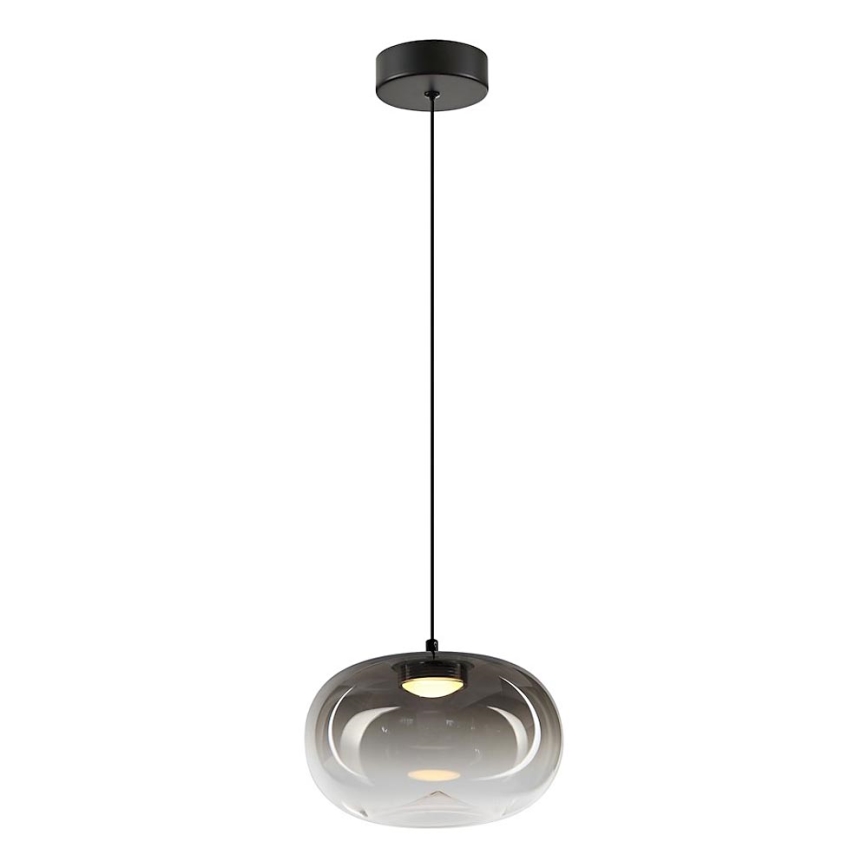 LED Lustra ar auklu VASO LED/4W/230V d. 18 cm melna/dūmakains