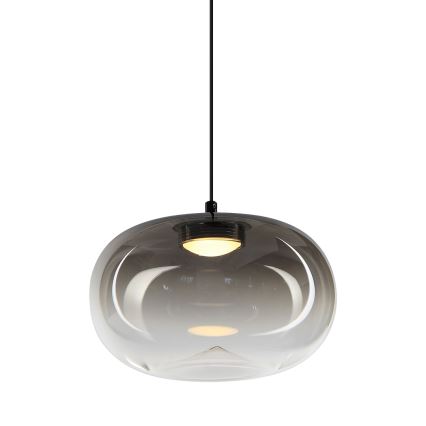 LED Lustra ar auklu VASO LED/4W/230V d. 18 cm melna/dūmakains