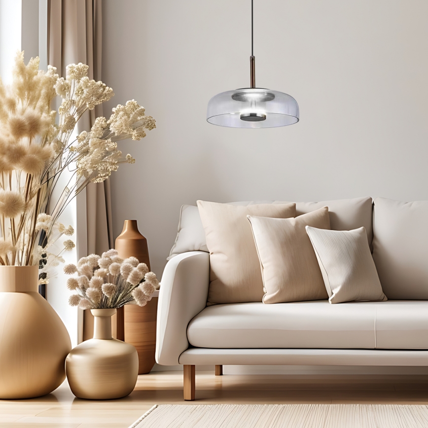 LED Lustra ar auklu VETRO LED/6W/230V pelēka/melna