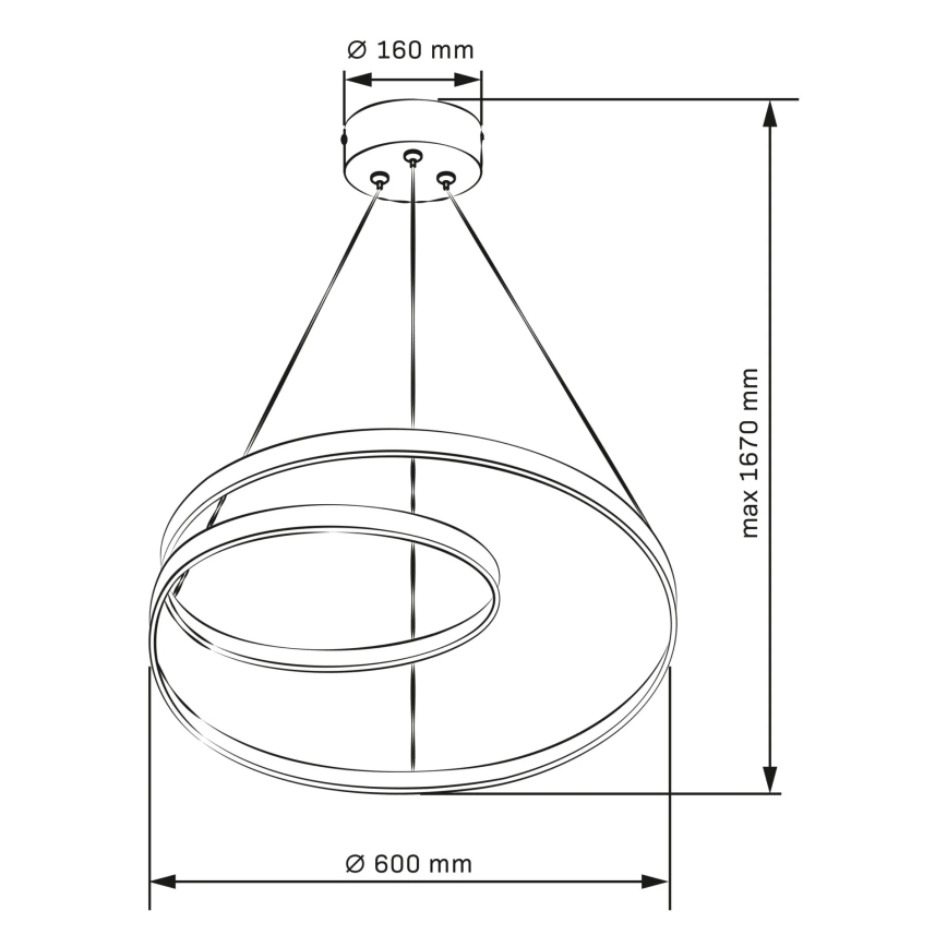 LED Lustra ar auklu ZEFIRA LED/52W/230V 4000K d. 60 cm antracīta