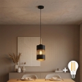 LED lustra ar kabeli BOGART 1xE27/15W/230V melna/zelta