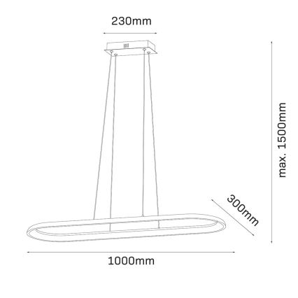 LED lustra ar kabeli CASHMERE LED/80W/230V 30x100 cm balta