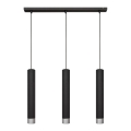 LED lustra ar kabeli TUBA 3xGU10/4,8W/230V melna/spīdīgi hromēta