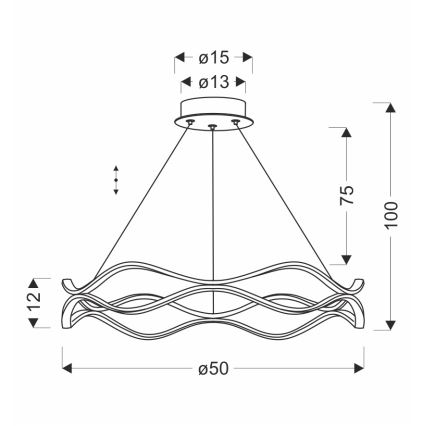 LED lustra ar kabeli VAVE LED/28W/230V rožzeltaina
