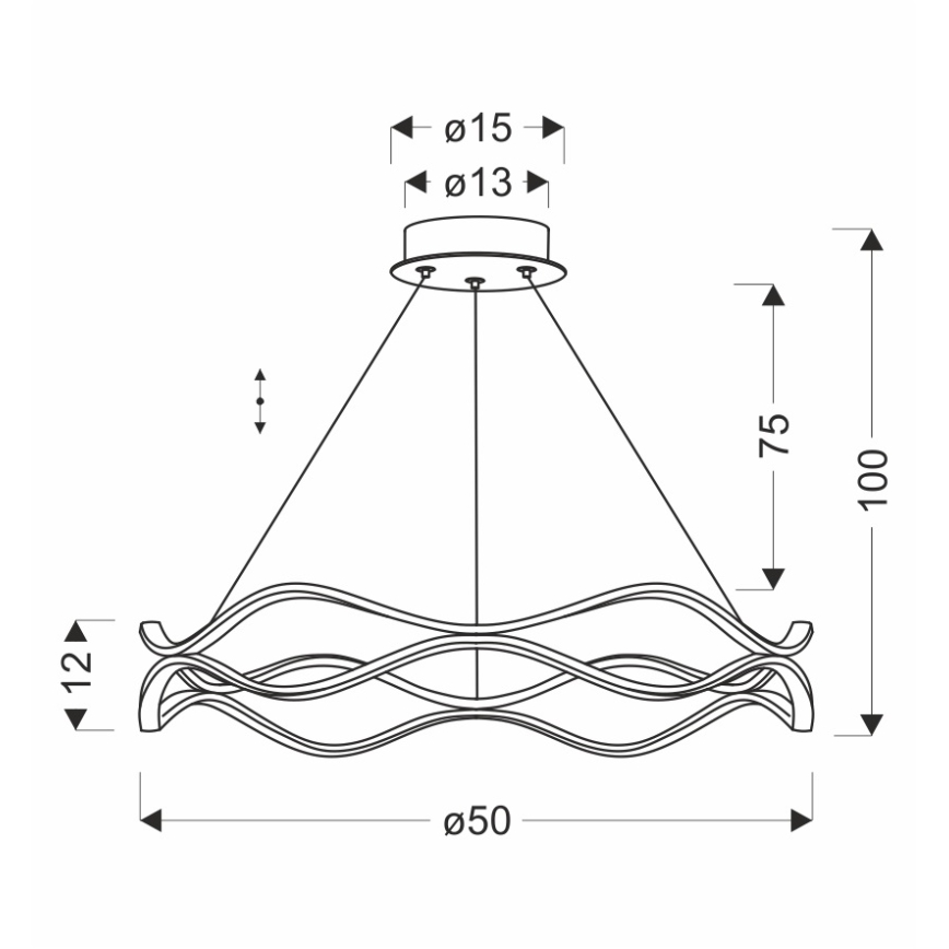 LED lustra ar kabeli VAVE LED/28W/230V rožzeltaina
