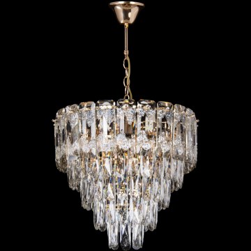 LED Lustra ar ķēdi 7xE27/60W/230V + 4xLED/6W d. 40 cm zelta