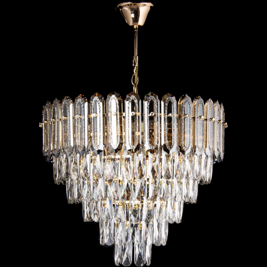 LED Lustra ar ķēdi 9xE27/60W/230V + 6xLED/6W d. 50 cm zelta