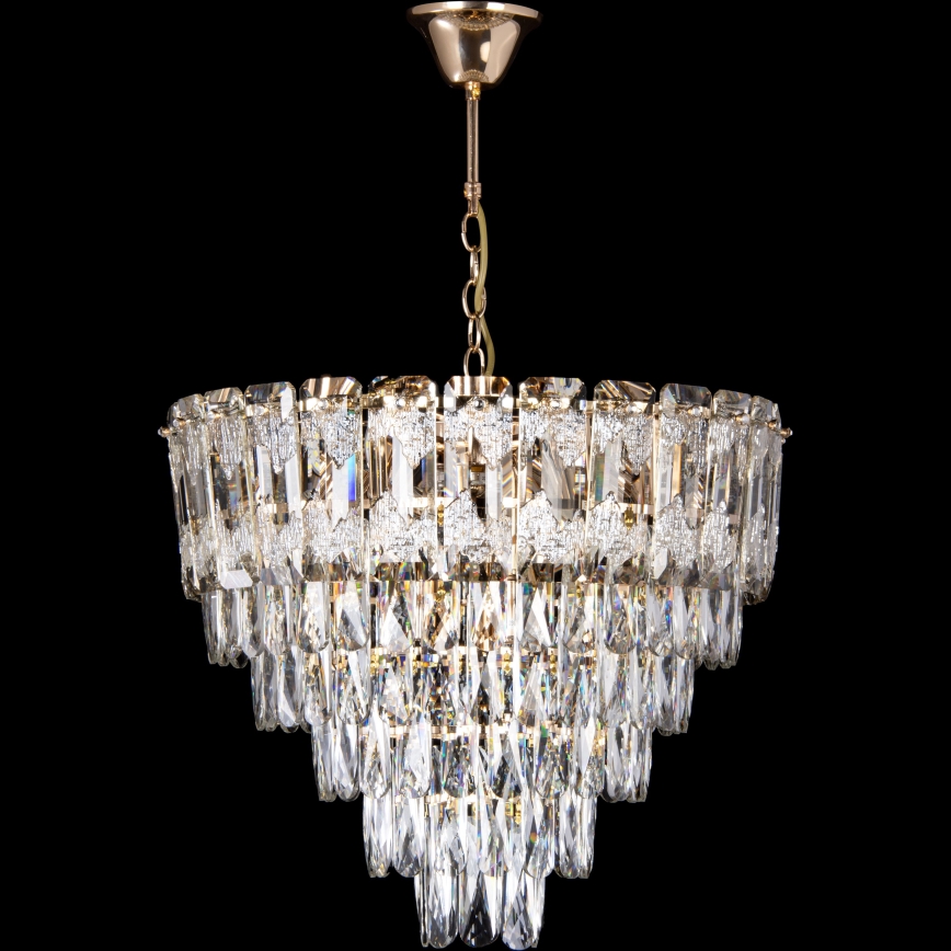 LED Lustra ar ķēdi 9xE27/60W/230V + 6xLED/6W d. 50 cm zelta