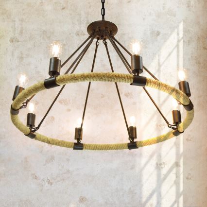 LED Lustra ar ķēdi ROPE ARTHUR 8xE27/6W/230V