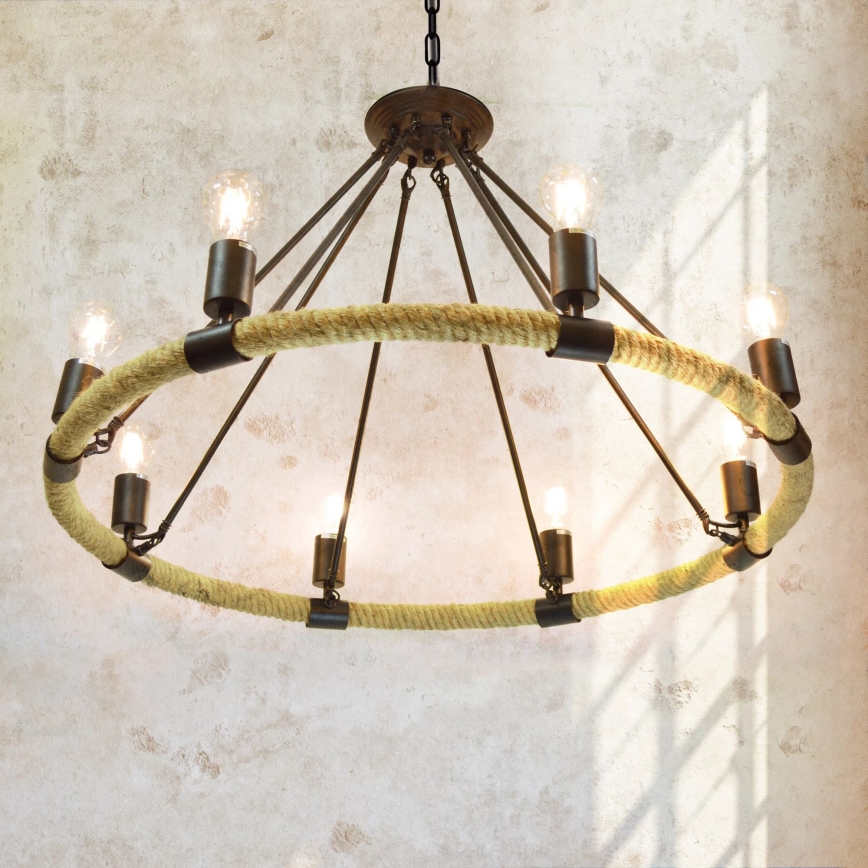 LED Lustra ar ķēdi ROPE ARTHUR 8xE27/6W/230V