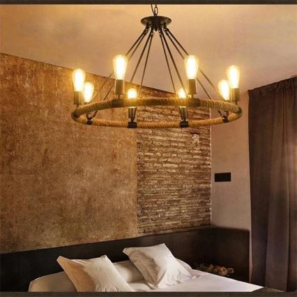 LED Lustra ar ķēdi ROPE ARTHUR 8xE27/6W/230V