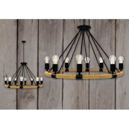 LED Lustra ar ķēdi ROPE ARTHUR 8xE27/6W/230V