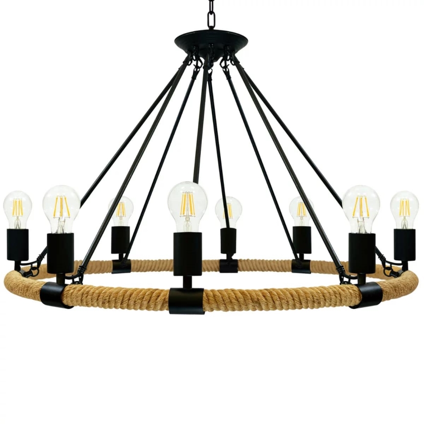LED Lustra ar ķēdi ROPE ARTHUR 8xE27/6W/230V