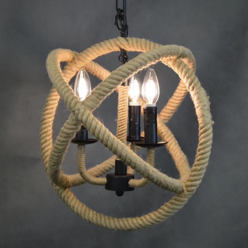 LED Lustra ar ķēdi ROPE GLOBO 3xE14/4,3W/230V