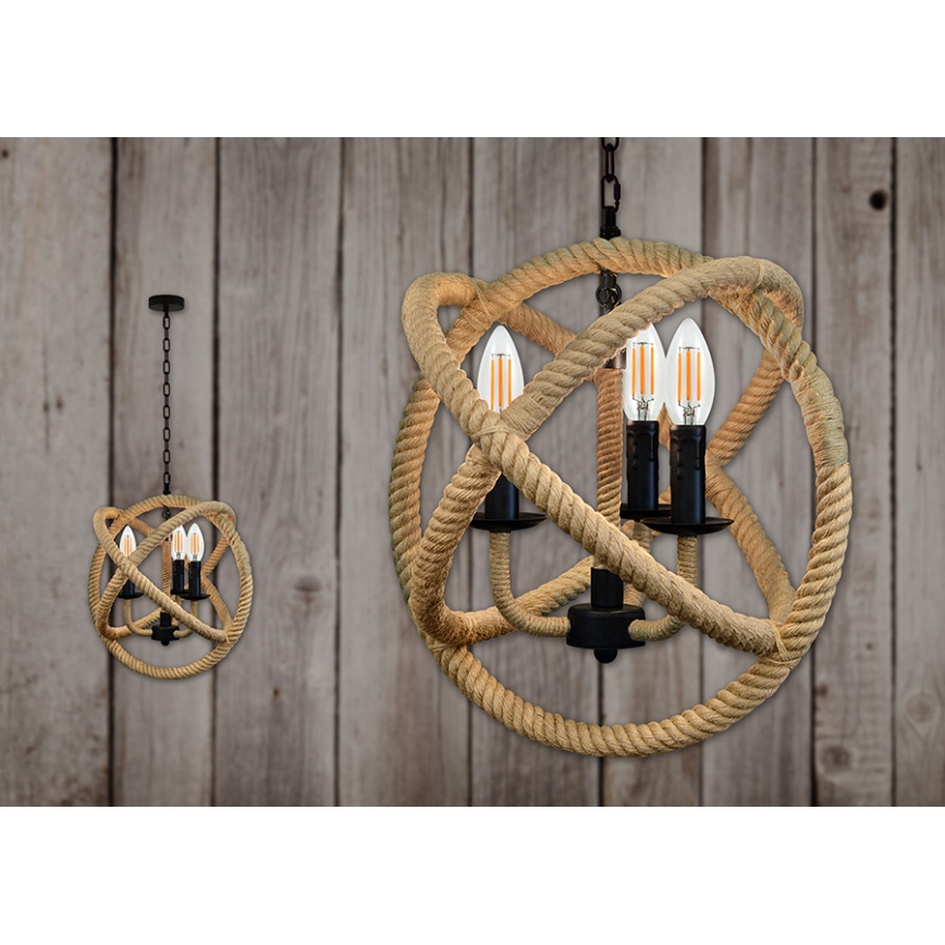 LED Lustra ar ķēdi ROPE GLOBO 3xE14/4,3W/230V