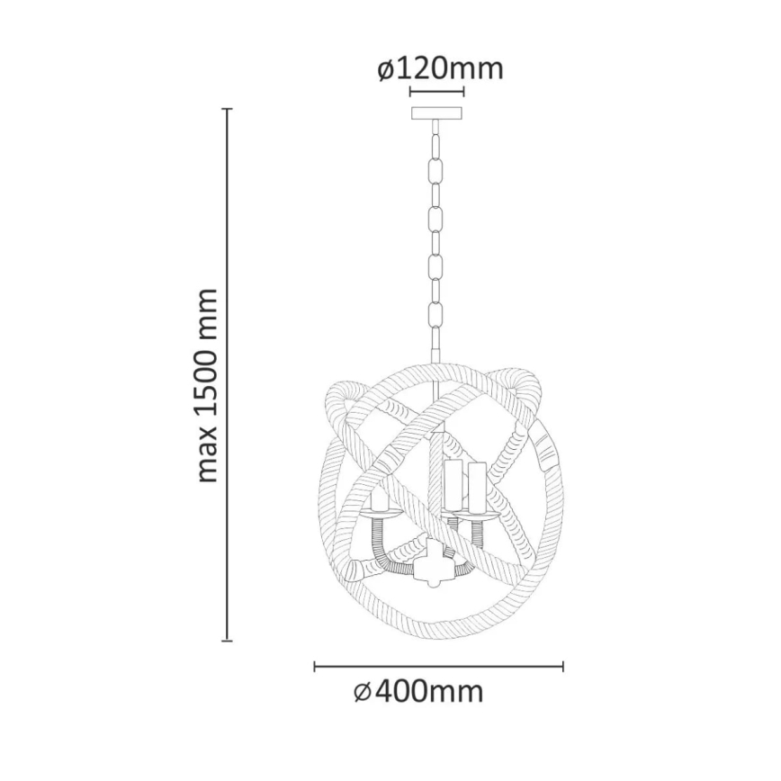 LED Lustra ar ķēdi ROPE GLOBO 3xE14/4,3W/230V