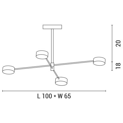 LED Lustra ar stieni 4xLED/12W/230V 4000K zelta