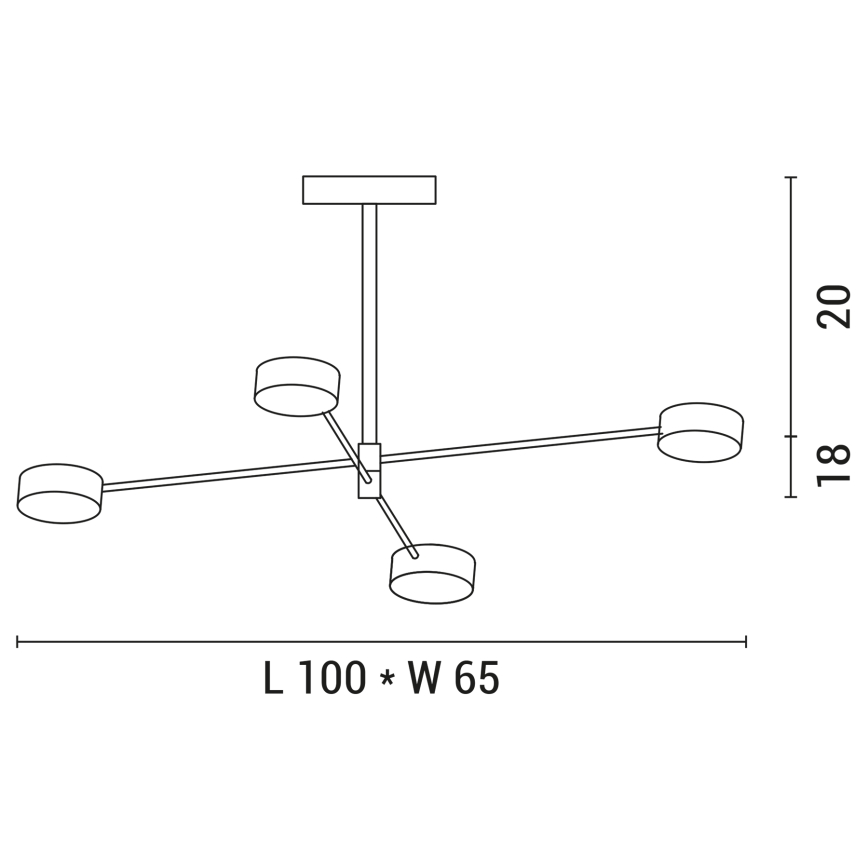 LED Lustra ar stieni 4xLED/12W/230V 4000K zelta