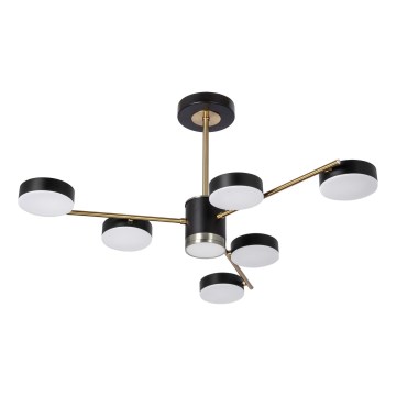 LED Lustra ar stieni 6xLED/7W/230V + LED/6W 3000 - 6000K d. 69 cm zelta/melna