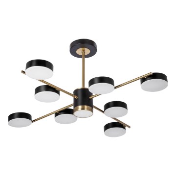 LED Lustra ar stieni 8xLED/7W/230V + LED/6W 3000-6000K d. 77 cm zelta/melna