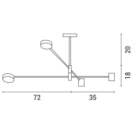 LED Lustra ar stieni LED/24W/230V 3000K zelta