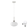 LED lustra ar trosi HARMA 1xE27/60W/230V Ø 25 cm matēts hroms/balts