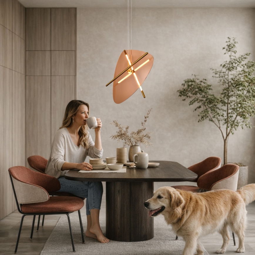 LED lustra ar trosi RELAX LED/15W/230V zelta/dūmakaini brūna