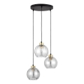 LED lustra ar vadu DEVI 3xE27/15W/230V melna/caurspīdīga