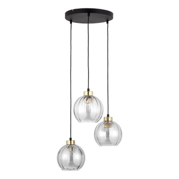 LED lustra ar vadu DEVI 3xE27/15W/230V melna/caurspīdīga