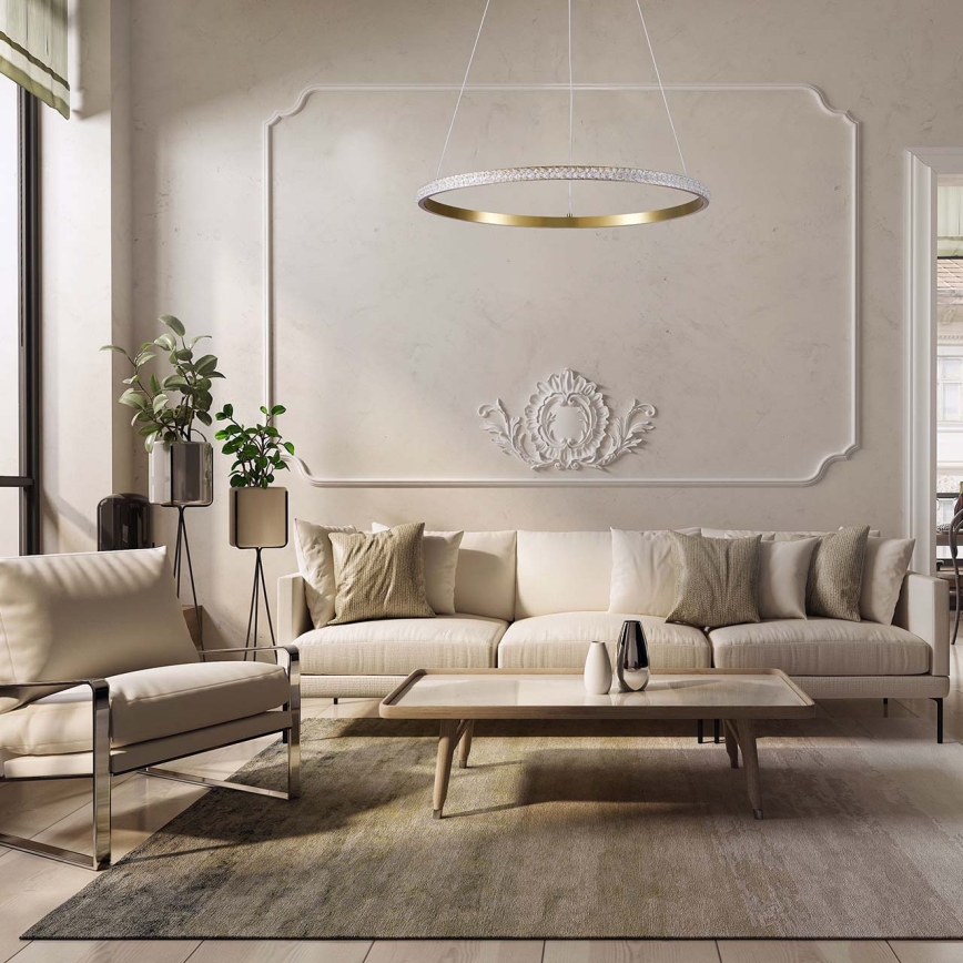 LED lustra ar vadu DIANA LED/25W/230V 4000K Ø 50 cm zelta krāsā