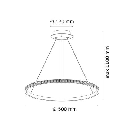 LED lustra ar vadu DIANA LED/25W/230V 4000K Ø 50 cm zelta krāsā
