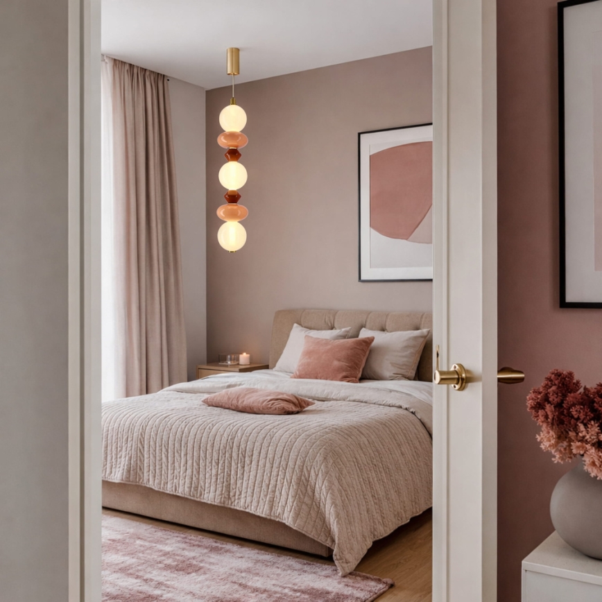 LED lustra ar vadu FLORES LED/20W/230V zeltaina/oranža/brūna